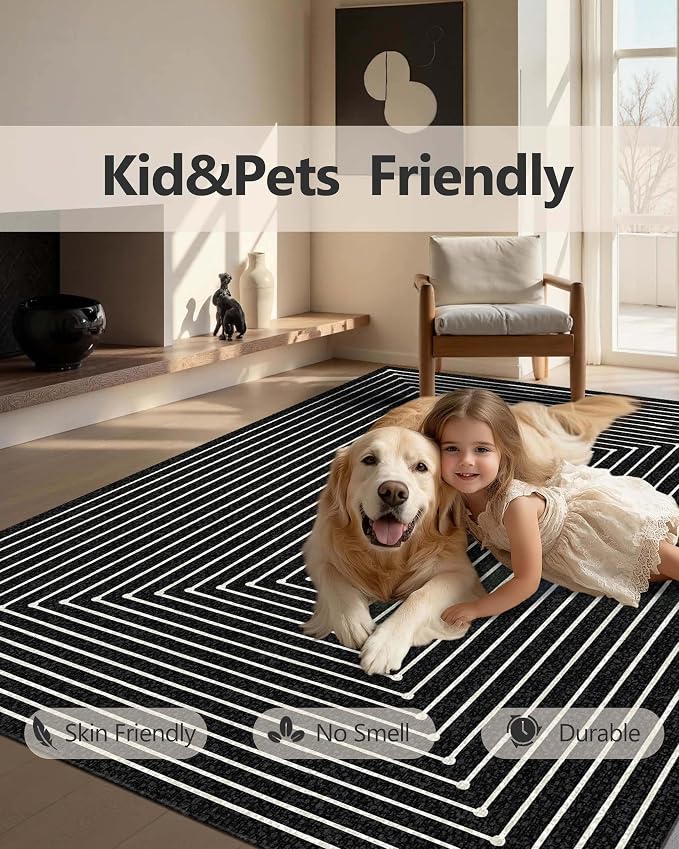 Latte&Fog 8x10 Area Rugs for Living Room, Large Modern Abstract Washable Rug - Image 8