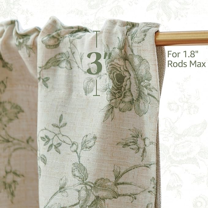 jinchan Amlie Floral Linen Valance Curtain Farmhouse Kitchen Valance - Image 8