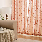 MIULEE Burnt Orange Sheer Curtains 2 Panels Embroidered Leaf Patterned Rod - Image 3