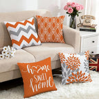 Hexagram Geometric Orange Pillow Covers 18x18 Set of 4, Decorative Outdoor Boho - Image 5
