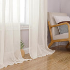 Simplebrand Natural Linen Textured Sheer Curtains 96 inches Long 2 Panels by Simplebrand
