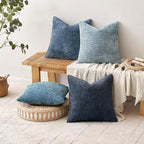 MIULEE Pack of 4 Couch Throw Pillow Covers 16x16 Inch Neutral Blue Soft - Image 5
