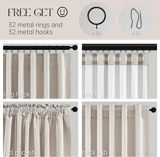 Long Curtains 108 inch Long 2 Panels, Total Blackout Curtain Wide Elegant - Image 4