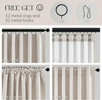 Oatmeal Blackout Curtains for Living Room 100 Inch Long 2 Panels, Linen - Image 4
