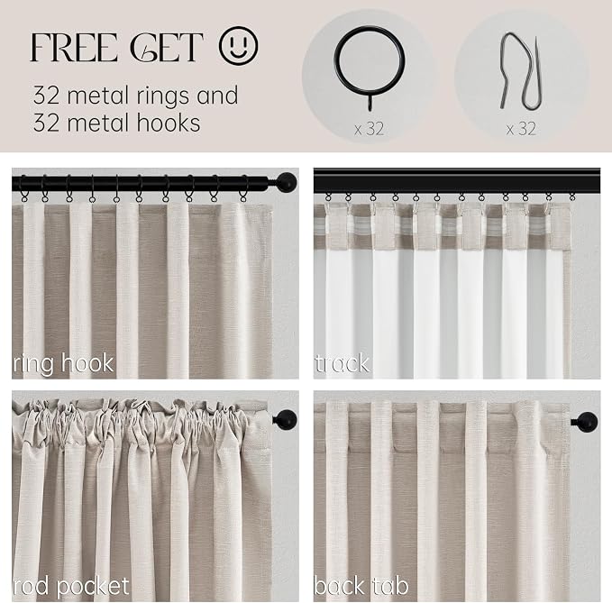 92 Inch Long Curtains Blackout 2 Panels, Custom Made Modern Neutral Soundproof - Image 4