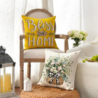 AVOIN colorlife Bless Our Home Farmhouse Eucalyptus Leaves Throw Pillow Covers - Image 3