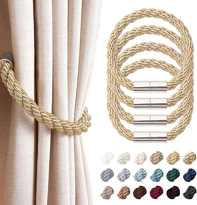 NICEEC 4 Pack Strong Magnetic Curtain Tiebacks Modern Simple Style Drape Tie by NICEEC