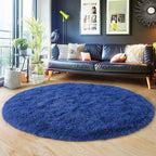 5'x5' Blue Round Rug for Bedroom, Ultra Soft Fluffy Circle Rug for Kids Girls - Image 7