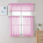 Chyhomenyc Pink Sheer Curtains 30 inch Length 2 Panels, Light Filtering Voile - Image 2