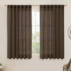 LAMIT Dark Brown Linen Curtains 54 Inch Length 2 Panels, Light Filtering Panels by LAMIT