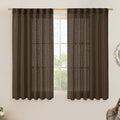 LAMIT Semi Sheer Linen Curtains 45 Inches Long, Light Filtering Panels Back Tab by LAMIT