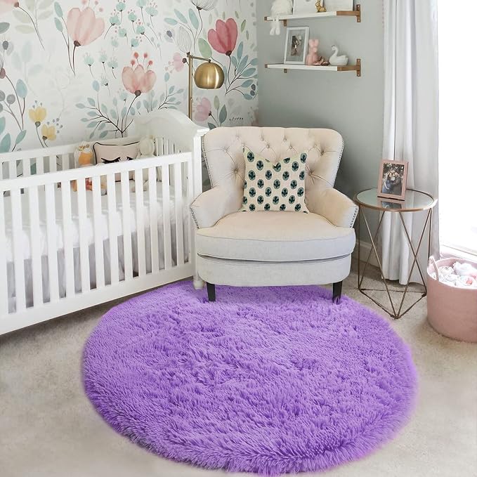 Amdrebio Purple Round Circle Rugs 6Ft - Image 5
