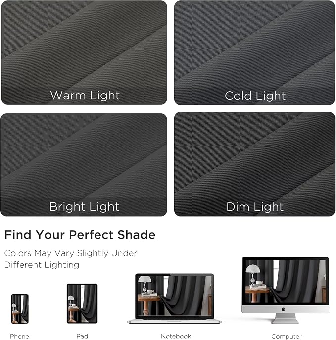 CUCRAF Dark Grey Blackout Curtains 84 inch Length 2 Panels Set, Rod Pocket Room - Image 4