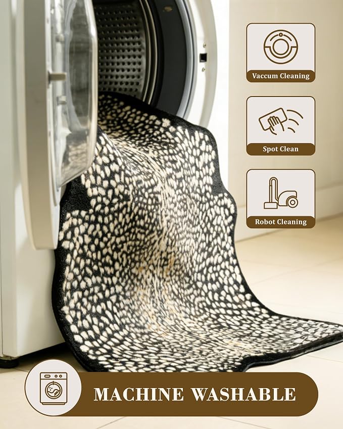 Leopard Print Rug for Living Room, Cheetah Rug 6.2x8.2 Faux Animal Print Skin - Image 4