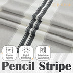jinchan Striped Valance Farmhouse Window Treatment Linen Textured Drapes - Image 6