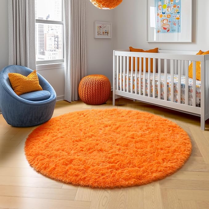Amdrebio Orange Round Circle Rug 4Ft - Image 8