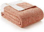 Snuggle Sac Orange Fall Blanket Twin Size, Oversized Soft Warm Cozy Knit by SnuggleSac