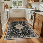 Area Rugs 4'x6' Washable Non-Slip, Floral Vintage Distress Print Pattern - Image 3