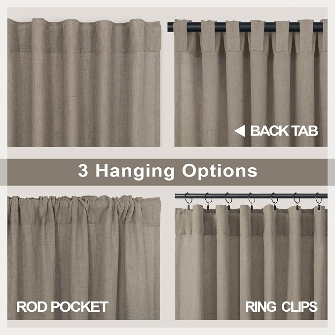 Pitalk Taupe Linen Curtains 63 Inch Length 2 Panels Soft Thick Linen Textured - Image 4
