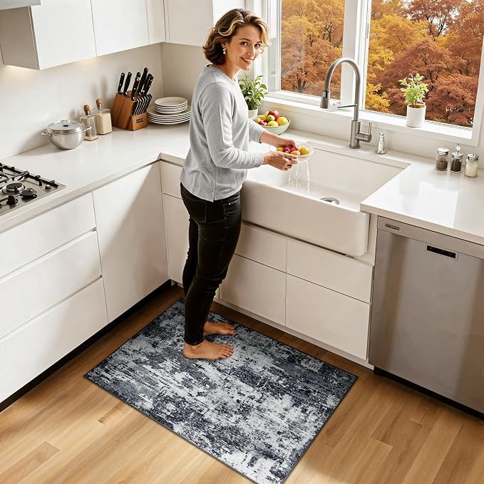 Washable Area Rugs 2'x3' Non-Slip Modern Abstract Soft - Image 2