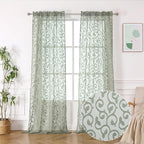 OWENIE Furman Sage Green Sheer Curtains 96 inches Extra Long - Image 3