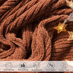 lifein Throw Blanket for Couch, Soft Boho Bed Throw, Cozy Burnt Orange Chenille - Image 4