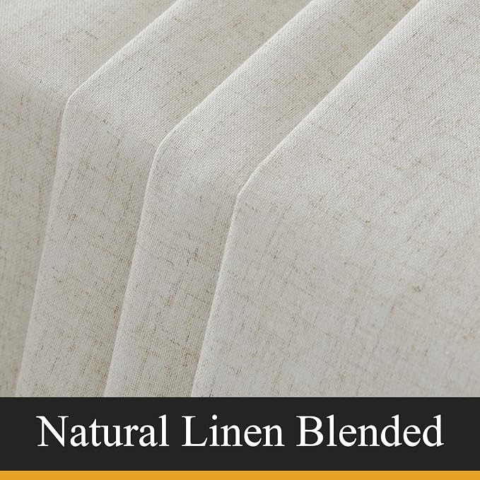 RYB HOME 100% Blackout Curtains Natural Linen Blended, Thermal Insulated Room - Image 7