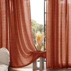 100 inch Linen Terracotta Curtains 2 Panels - Image 5