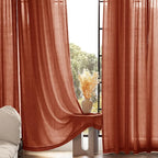 108 inch Linen Terracotta Curtains 2 Panels - Image 5