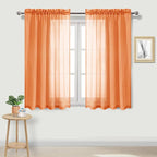 DWCN Sheer Curtains 45 inches Long 2 Panels Set, Rod Pocket Orange Voile Sheer by DWCN