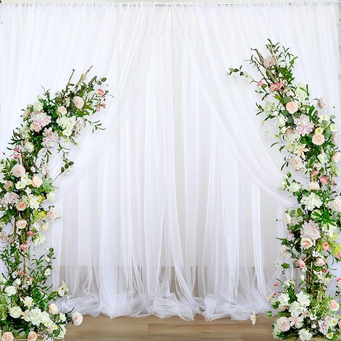 Sheer Backdrop Curtains White Tulle Backdrop Curtain - Image 2