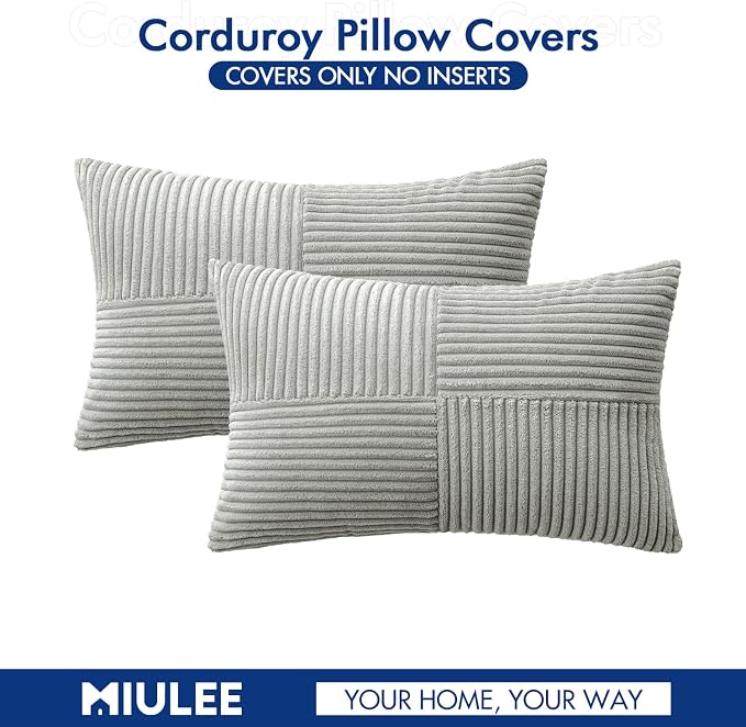 MIULEE Silver Grey Decorative Lumbar Throw Pillow Covers 12x20 Inch - Image 6