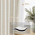 Guken Cream 100% Blackout Curtains 105 Inch Length 2 Panels Set - Image 4