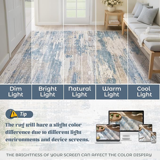 XLUEZ 8x10 Area Rugs for Living Room, Washable Modern Abstract Large Area Rug - Image 8