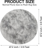 4x4 ft Tie Dye Grey Round Rug for Bedroom Room Fluffy Circle Rug Furry Carpet - Image 2