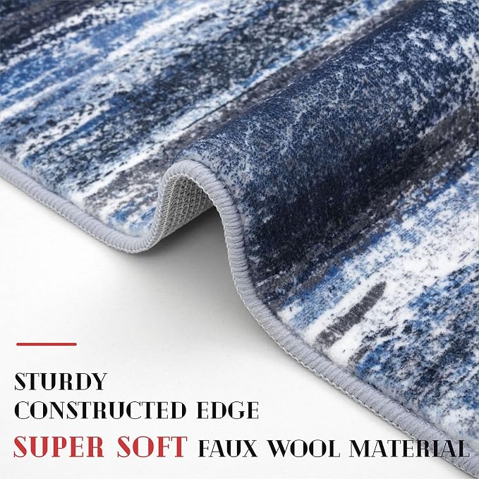 Lansny Modern Abstract Entryway Rug Indoor 2x3 Washable Rug Non-Slip Soft Small - Image 4