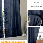 Gwine Navy Blue Sheer Curtains 96 Inches Long 2 Panels, Elegant Window - Image 3