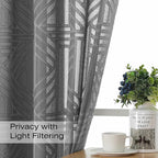 Simplebrand Semi Sheer Charcoal Grey Curtains 96 Inches Long 2 Panels, Light - Image 3