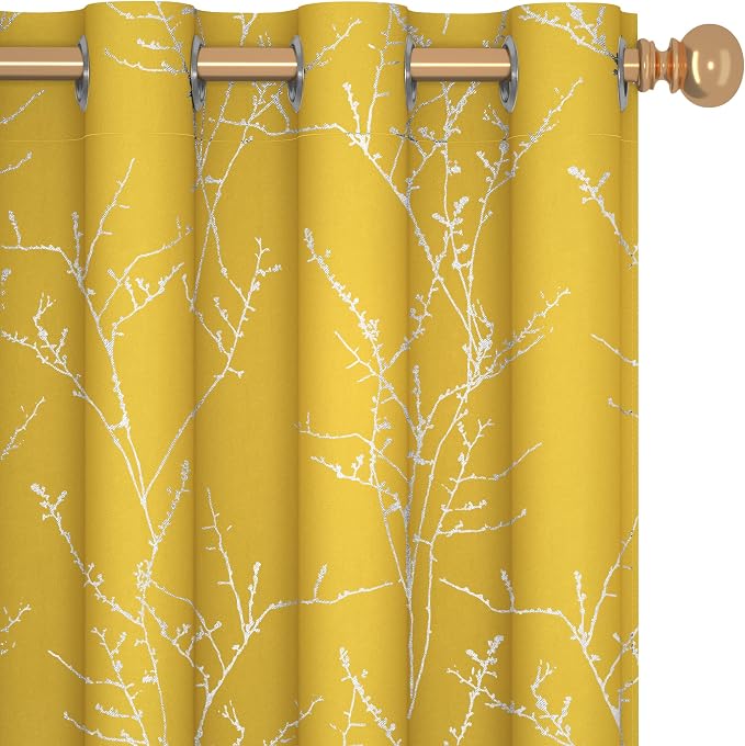 Deconovo Blackout Curtains Yellow, 52 x 84 Inch 2 Panels Set Drapes by Deconovo