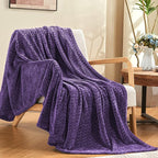 inhand Purple Fleece Twin Blanket, Super Soft Flannel Leaves Pattern Fuzzy - Image 4