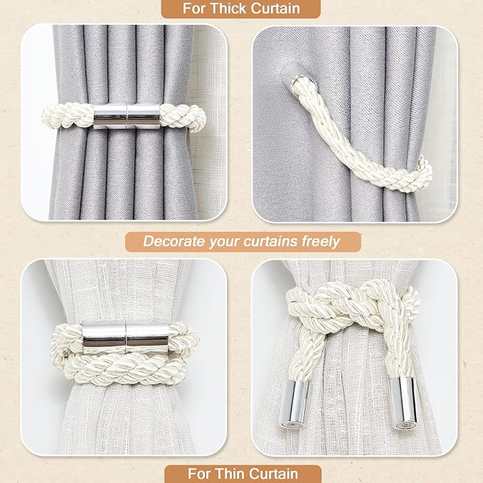 NICEEC 6 Pack Strong Magnetic Curtain Tiebacks Modern Simple Style Drape Tie - Image 6