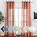 NICETOWN Linen Semi Sheer Curtains, Grommet Top Rustic Farmhouse Linen Curtains by NICETOWN