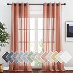 NICETOWN Linen Semi Sheer Curtains, Grommet Top Rustic Farmhouse Linen Curtains by NICETOWN