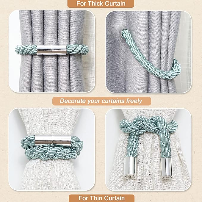NICEEC 2 Pack Strong Magnetic Curtain Tiebacks Modern Simple Style Drape Tie - Image 6