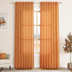 Nanspring Orange Linen Blend Drapes 84 Inch Length 2 Panels Set Back Tab Rod by Nanspring
