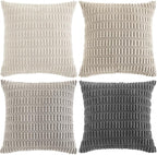 Fancy Homi Set of 4 Grey and White Boho Decorative Throw Pillow Covers 24x24 - Image 9