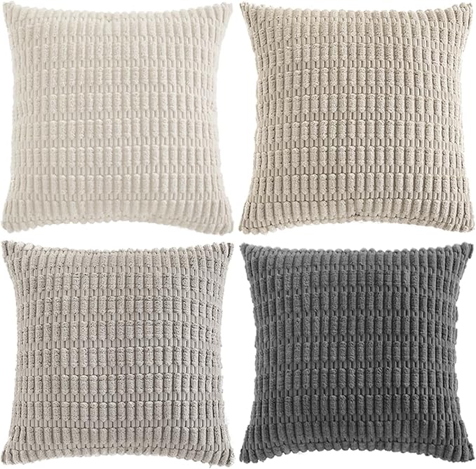 Fancy Homi Set of 4 Grey and White Decorative Throw Pillow Covers 20x20 Inch - Image 9