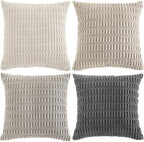 Fancy Homi Set of 4 Grey and White Decorative Throw Pillow Covers 16x16 Inch - Image 9