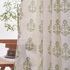 jinchan Linen Floral Curtains for Living Room 96 Inch Length Green Flower - Image 3