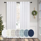 White Linen Curtains 38 Inch Wide by Pitalk